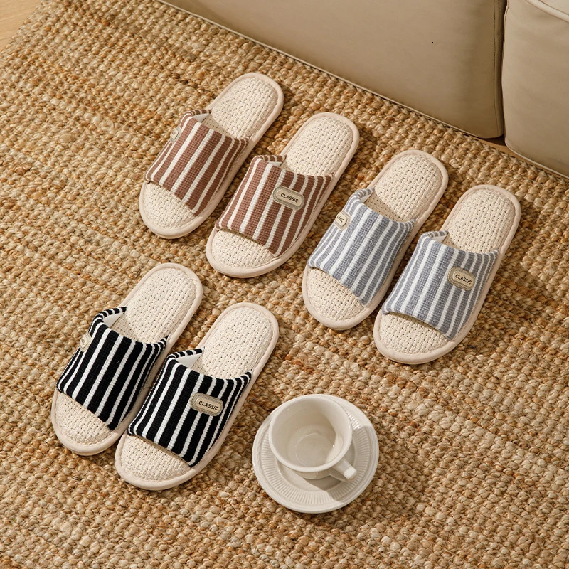 Men Soft Sole Four Season Slippers Women Casual Home Shoes Couple Unisex House Indoor Wooden Floor Silent Sandal Footwear 250624