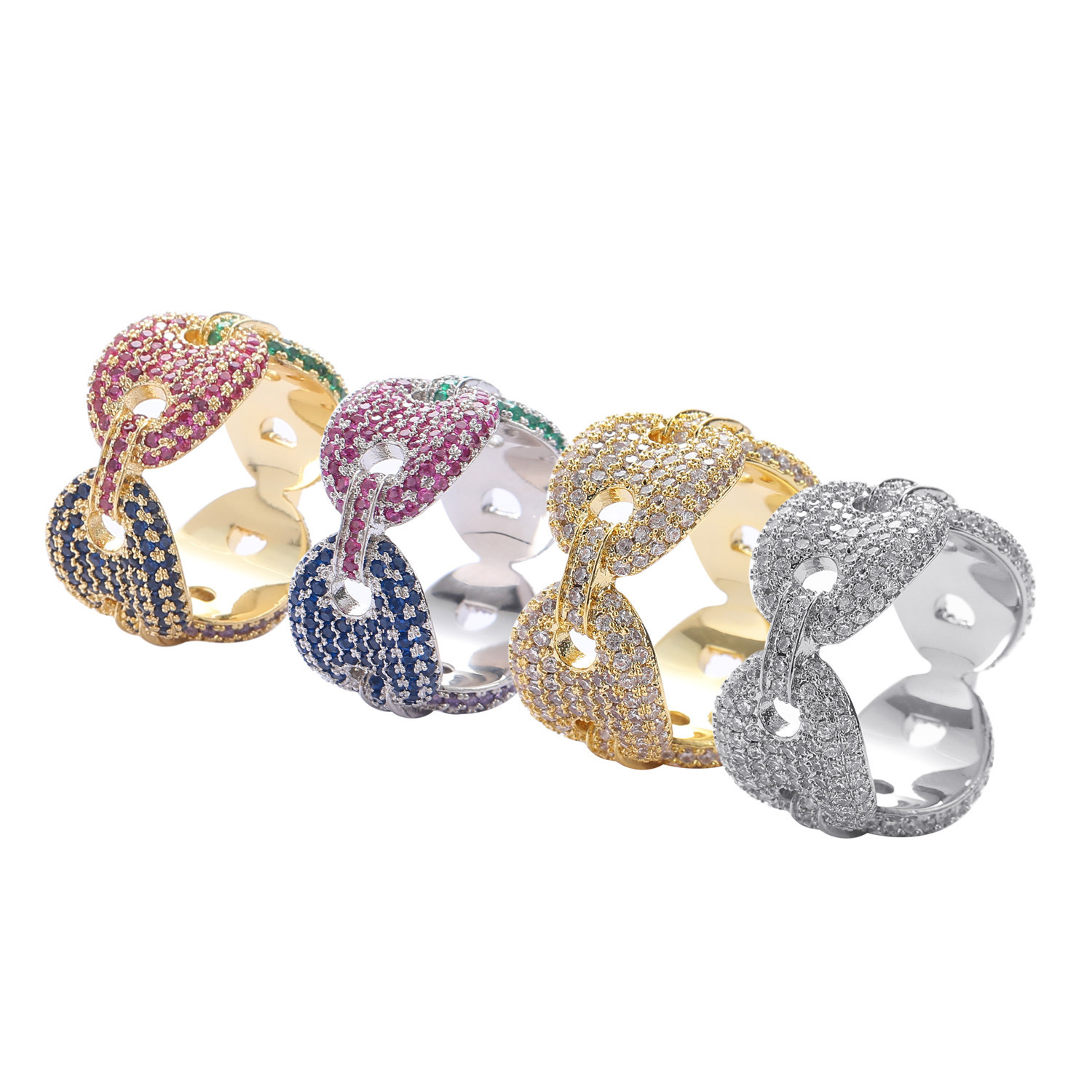 New Arrival Bling Bling Ring Colorful Moissanite Pig Nose Ring Unique Trendy Versatile Swag Finger Ring Passes the diamond tester