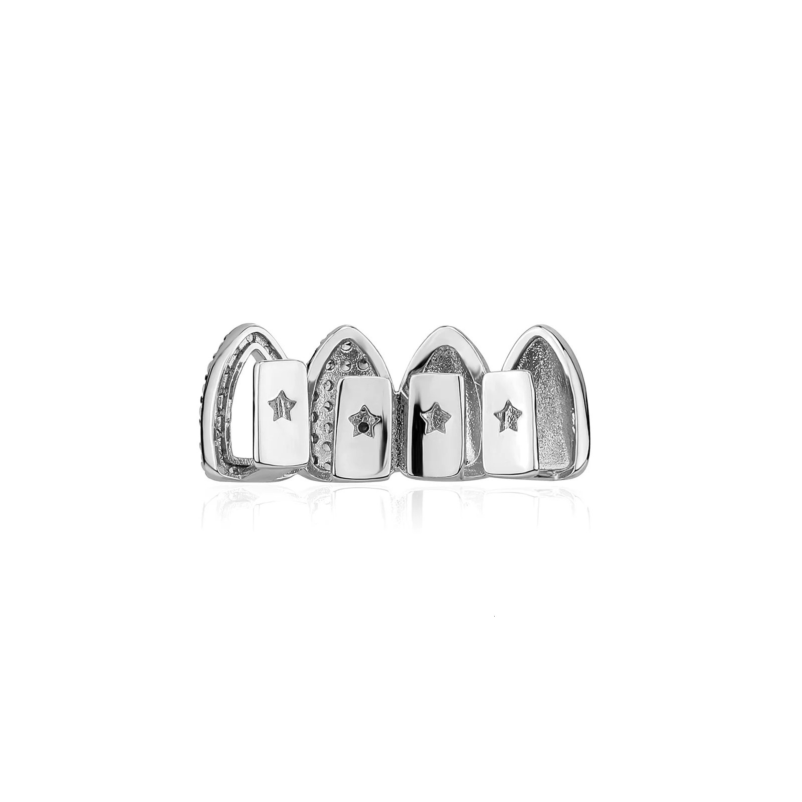 GUCY Hip Hop Full CZ Teeth Caps Bling Iced Out Cubic Zircon Micro Pave Charm Grills Set For Men Women Jewelry Gift 250606