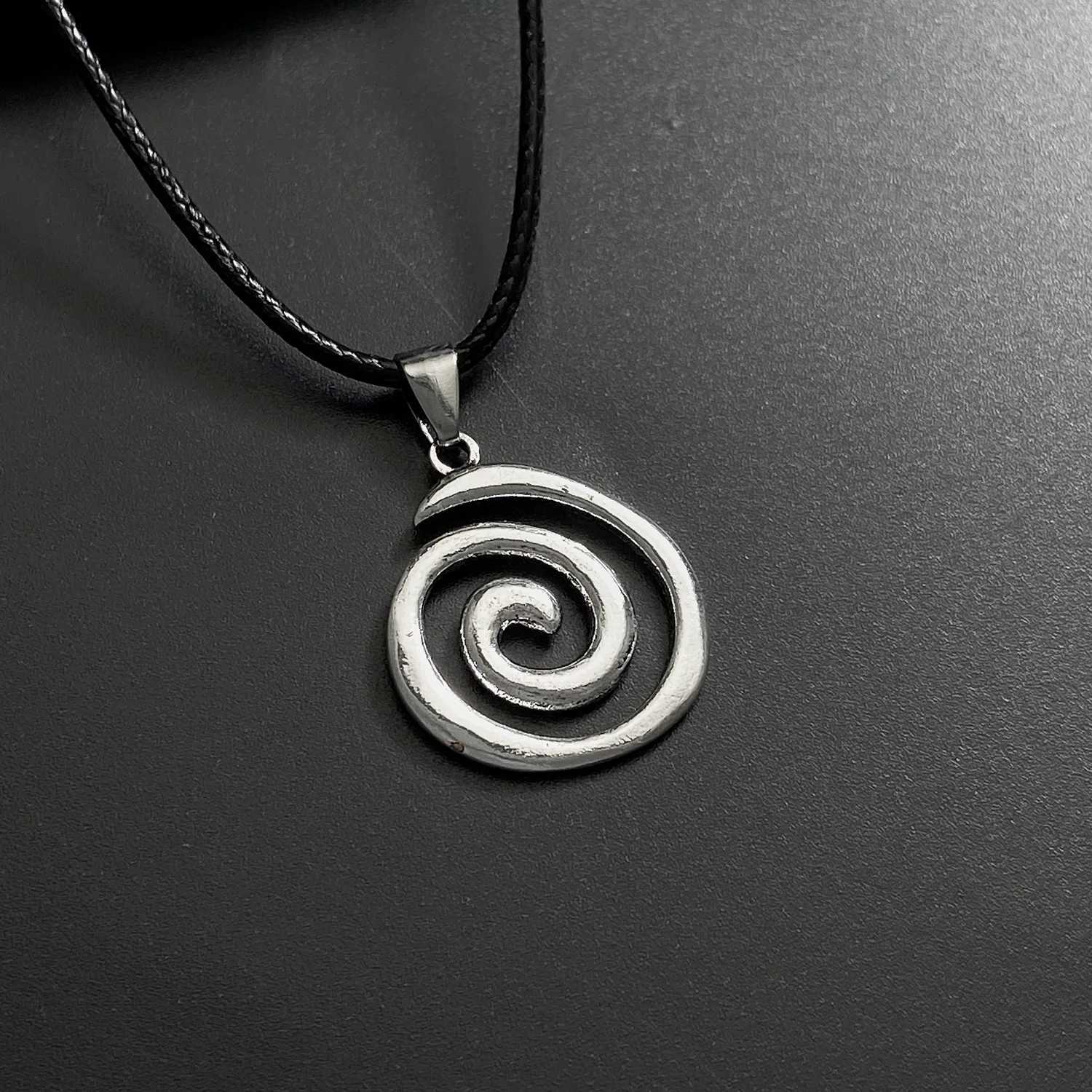 Vintage Fashion Spiral Vortex Pendant Couple Necklace For Women Men Gothic Punk Geometric Black Rope Necklace Male Charm Gift M250625