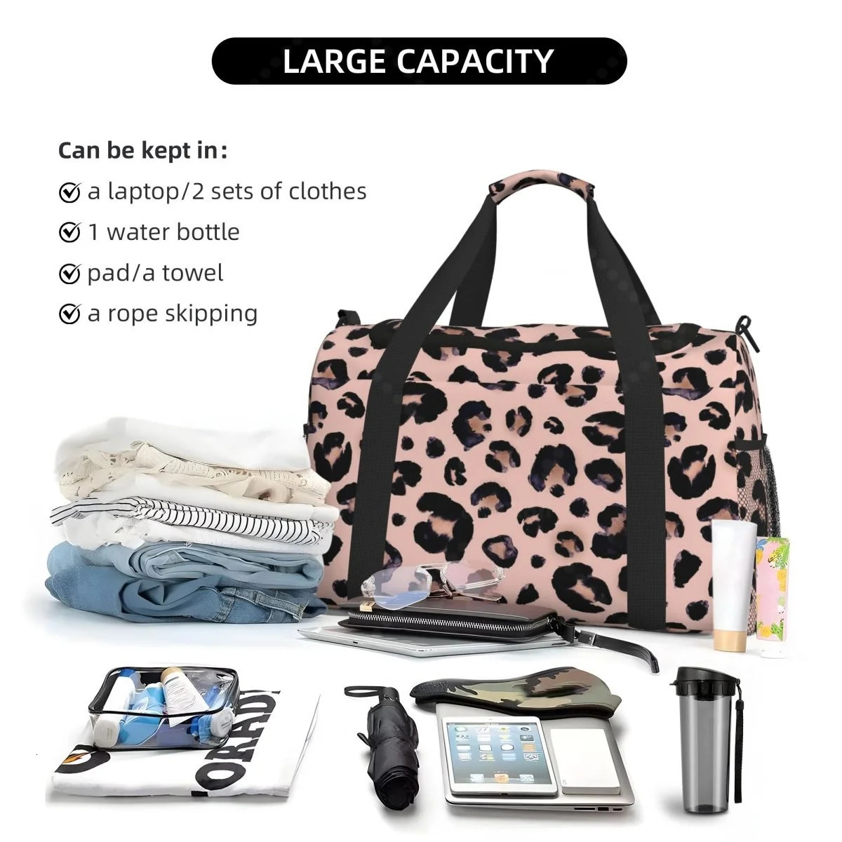 Leopard Print Stylish Hand Travel Bag Durable Tote for Daily Use Lightweight and Spacious 250624