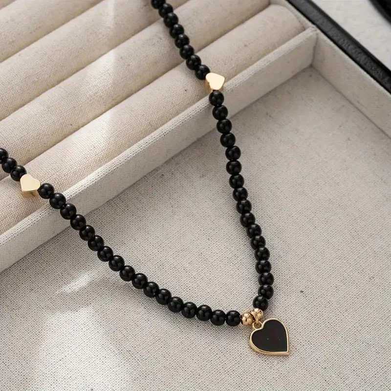 YWZIXLN Trend Elegant Jewelry Wedding Pearl Heart Pendant Necklace For Women Fashion Black Imitation Pearl Choker Necklace N0461 V250625