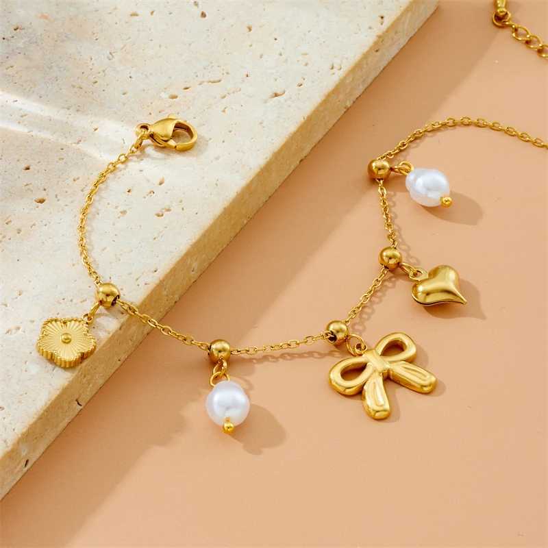DIEYURO 316L Stainless Steel Knot Flower Pearl Bracelet For Women New Trend Fashion Hand Chain Jewelry Gift X250625
