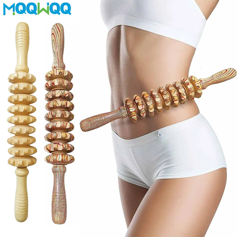 9 Rollers Wooden Massager Handheld Roller Stick Trigger Point Manual Massage Tools for Anticellulite Body Muscle Pain Relief 250619