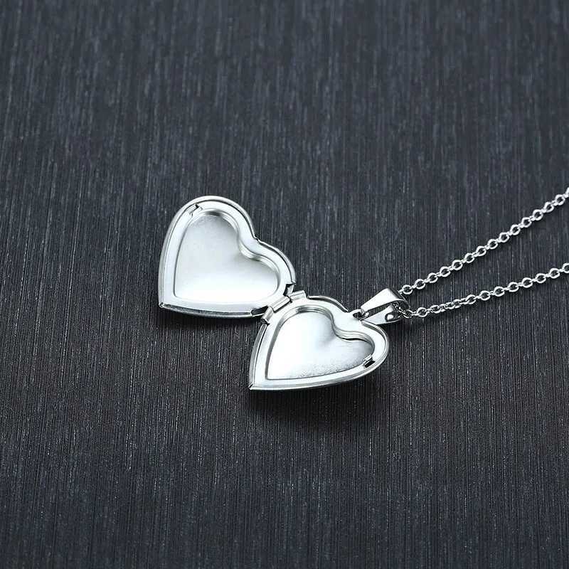 Vnox Light Heart Locket Pendants for Women Men Openable Photo Frame Glossy Stainless Steel Necklaces Family Love Collar M250625