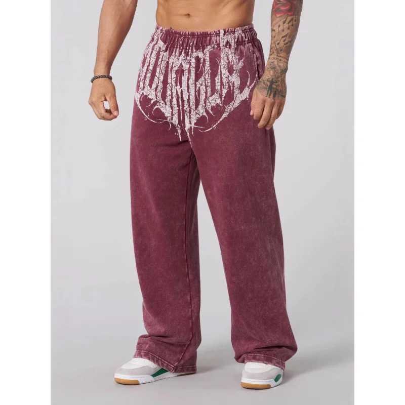 American Style Mens Sports Pants Joggers Muscle Fitness Casual Long Pants Loose Straight Pants Street Fashion Trendy Mens Pants X250625
