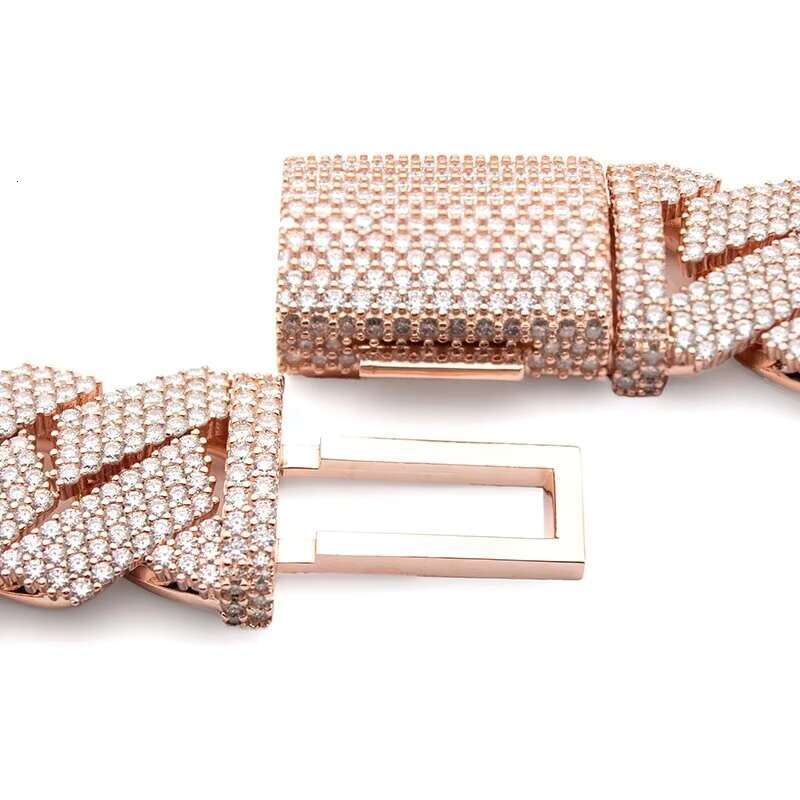 Bust Down 4 Rows VVS Diamond Moissanite 24mm Iced Out Cuban Link Chain