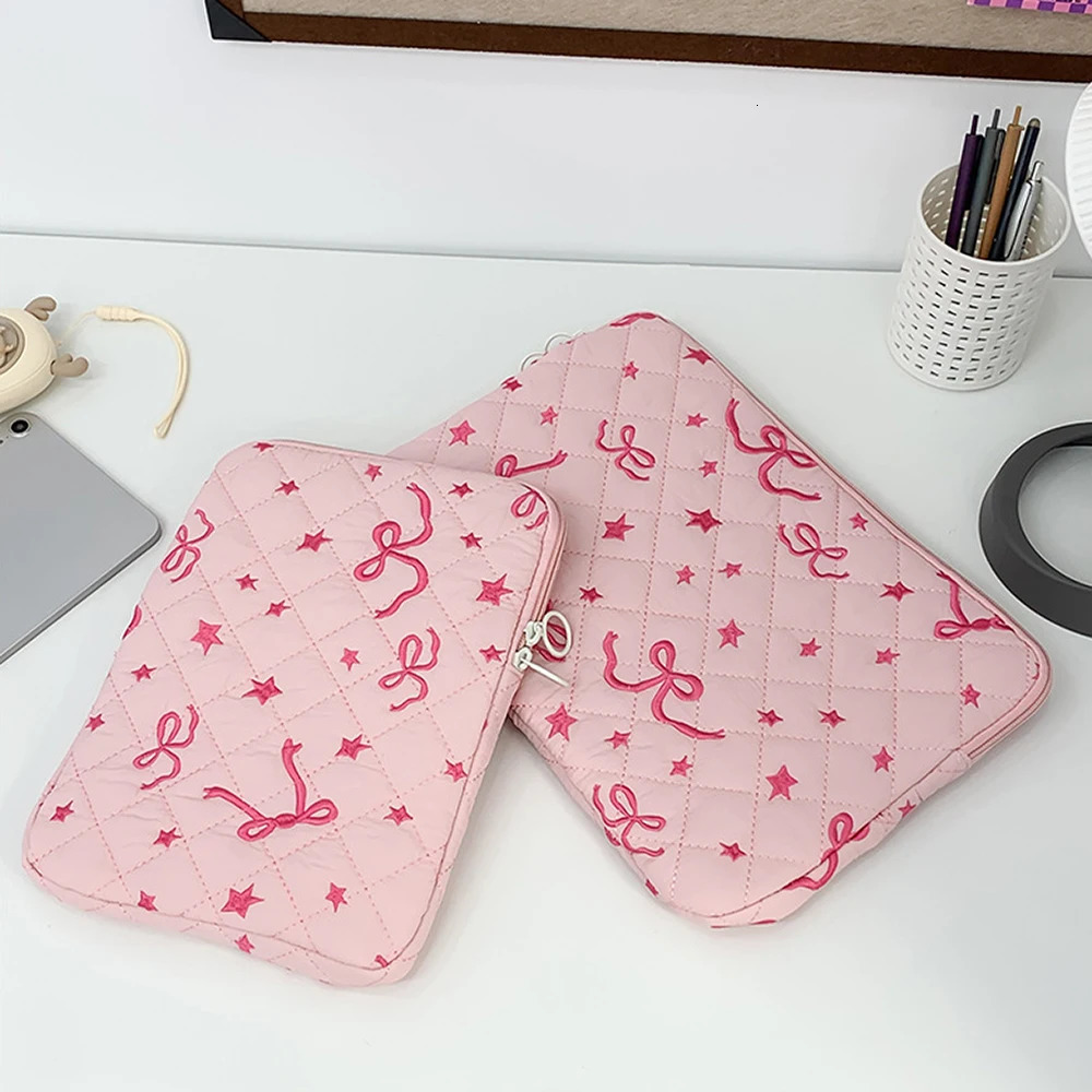 Cute Laptop Case 14 16 Inch Laptop Sleeve for Puffy Laptop Cover Quilted Laptop Sleeve Case Bow Notebook Cover Bag 250624