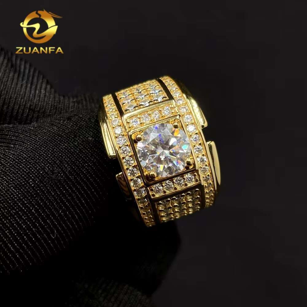 Pass Diamond Tester Fine Jewelry Iced Out Real 925 Sterling Silver Hip Hop Moissanite Men Wedding Ring