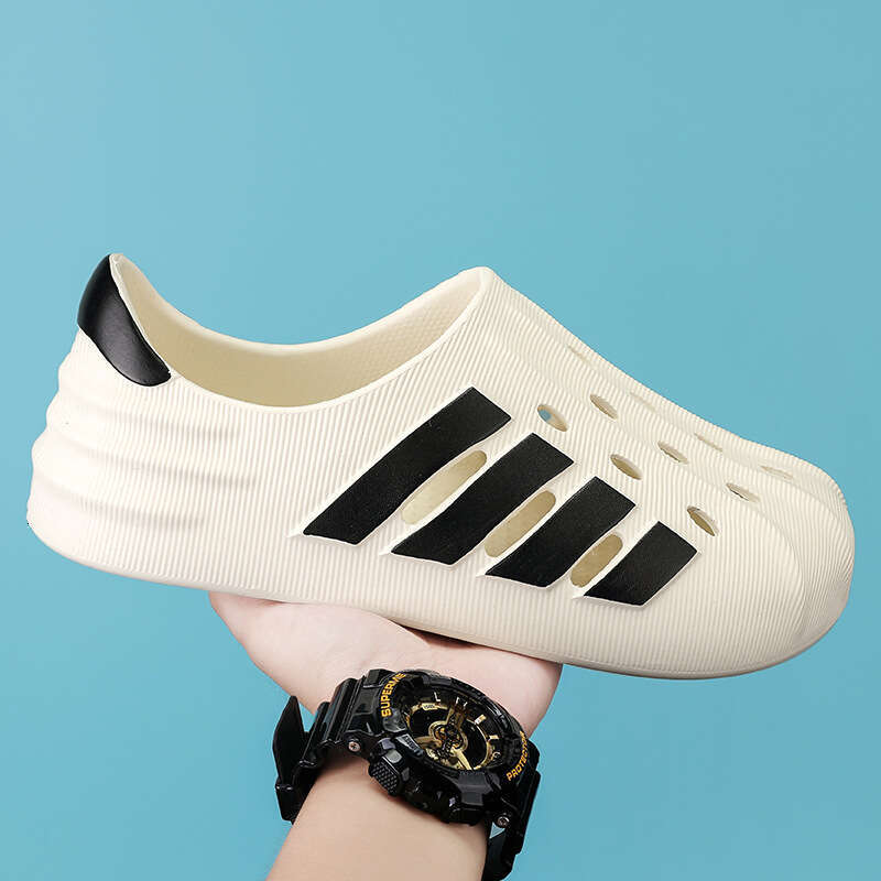 Classic four hole men's plus size casual beach shoes, thick soled breathable flat shoes, fashionable sandals, summer sandals, men's and wome