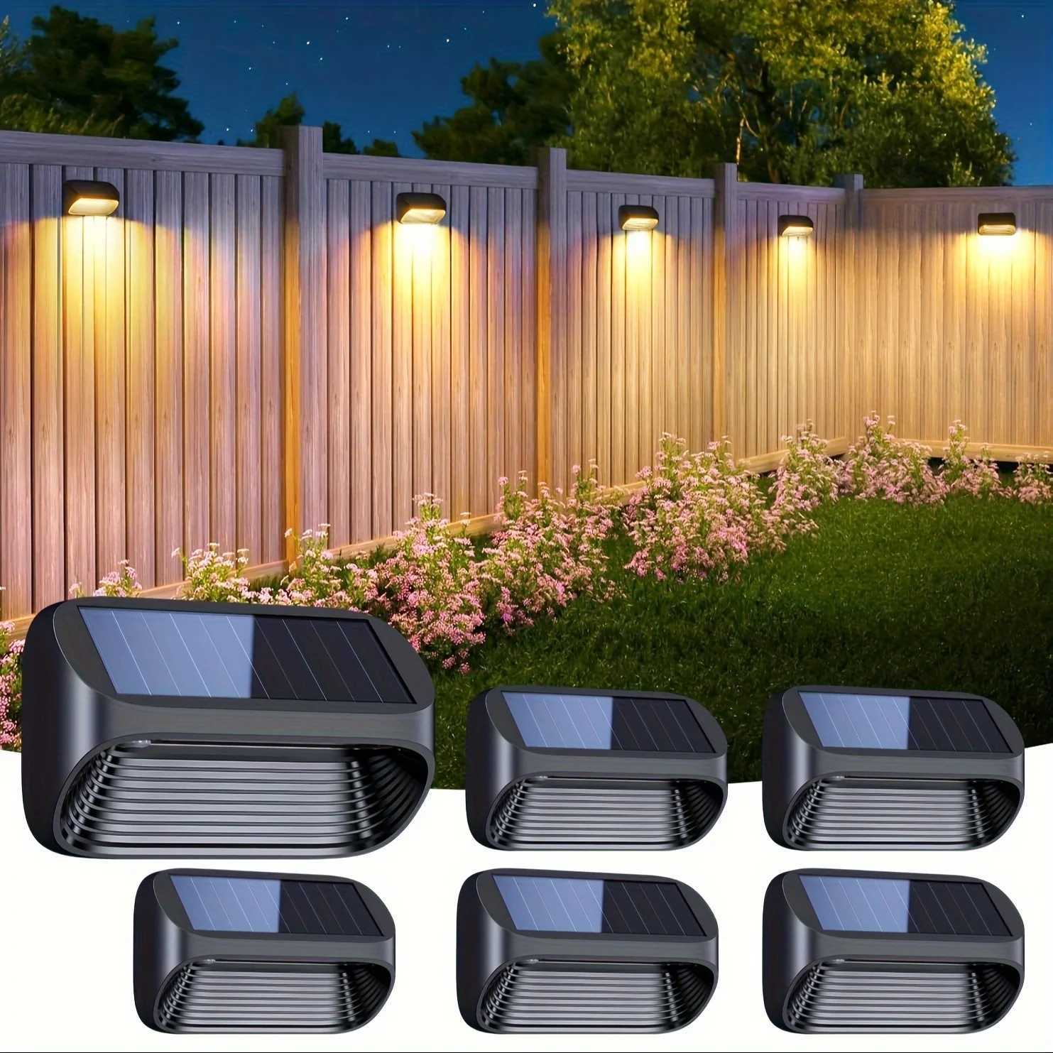 6/12 Pack Solar Fence Lights Outdoor Fence Lights Solar Powered with 3 Modes Auto On/Off Outdoor Solar Step LightsXJ250624