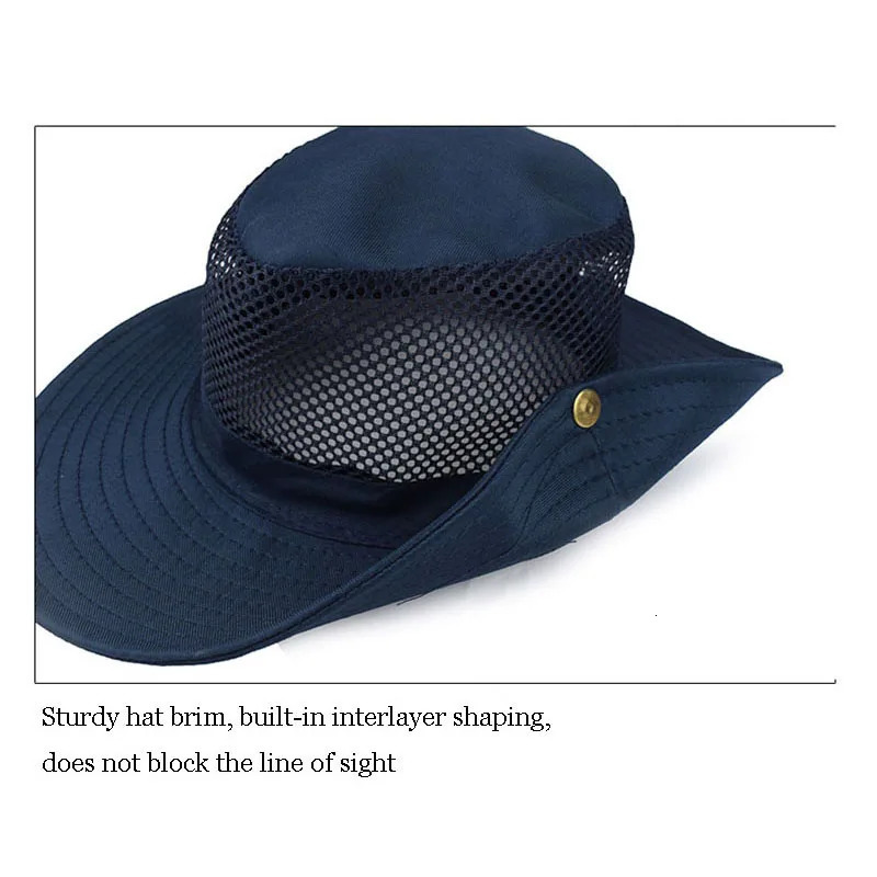 Men Women Outdoor Beach Seaside Sun Shade Breathable Bucket Hat Male Summer Fishing Trekking Collapsible Mesh Fisherman Cap L9 250625
