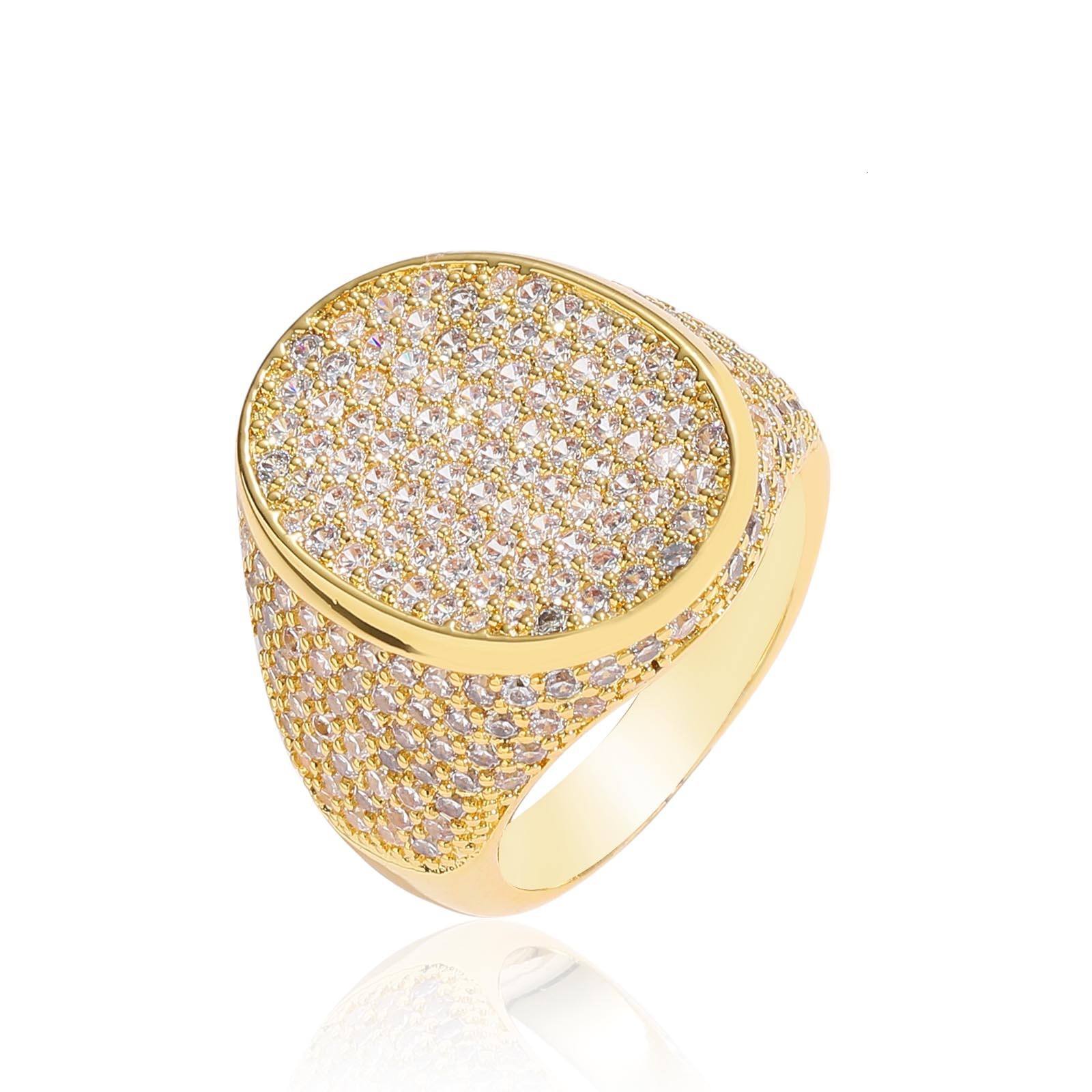 Luxury Moissanite Oval Ring Full Diamond Studded Individual Trendy Diamond Jewelry Accessory gold filled jewelry Passes the diamond tester