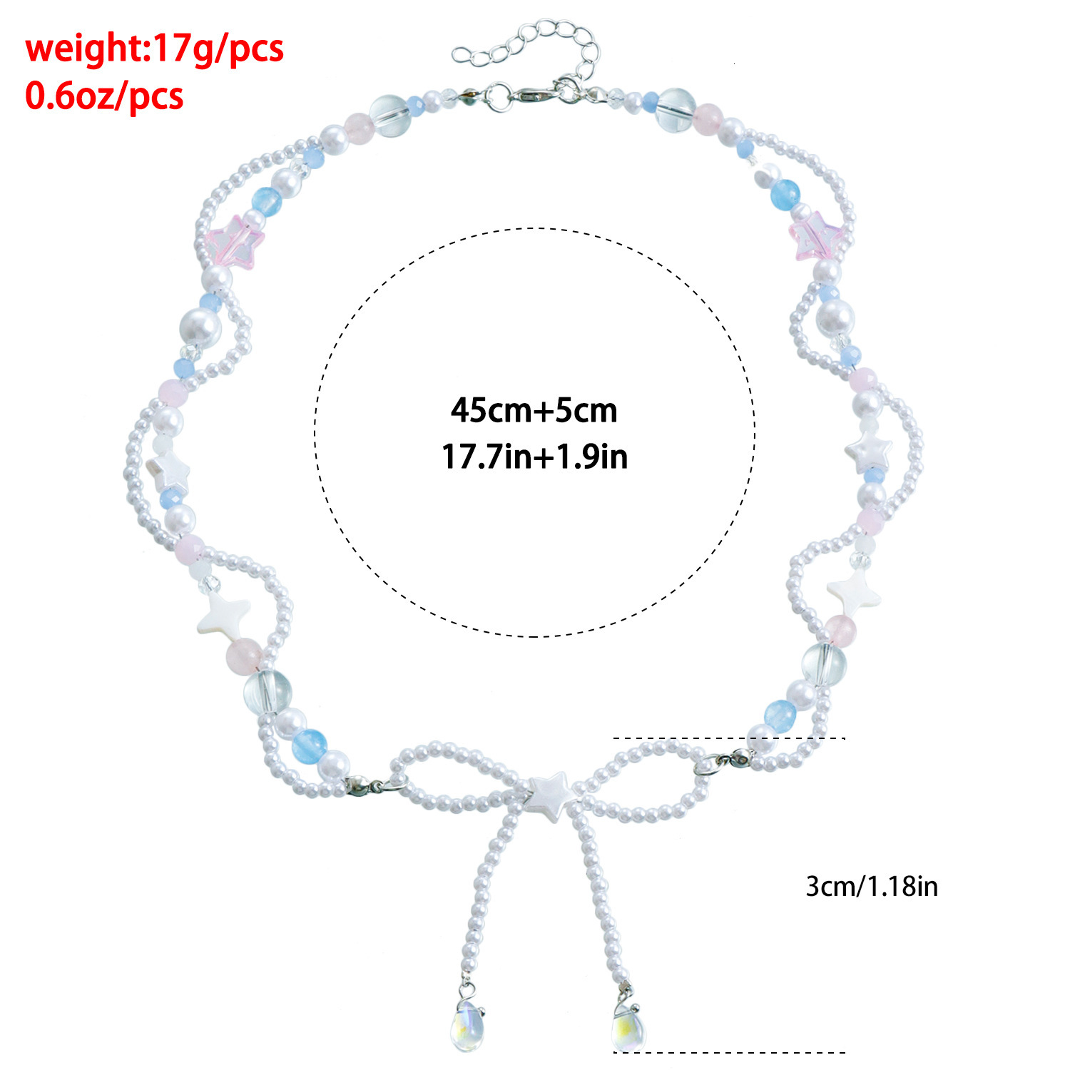 New High Gloss Imitation Pearl Necklace Fresh Sweet Versatile Clavicle Chain Bowknot Star Jewelry Jewelry for Women