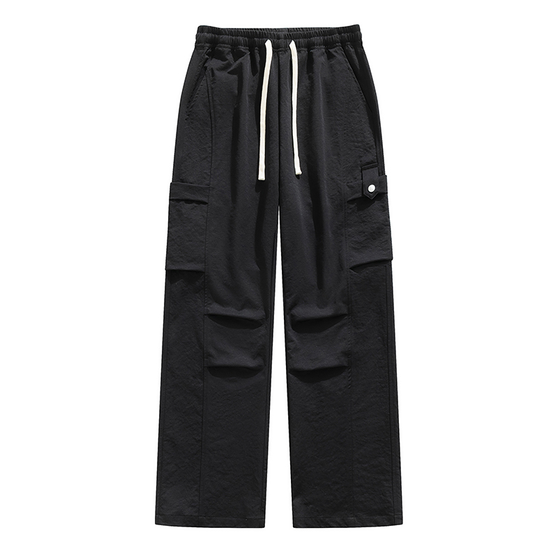 Loose casual pants for men, summer lightweight quick-drying straight-leg long trousers, workwear, ice silk breathable designer.