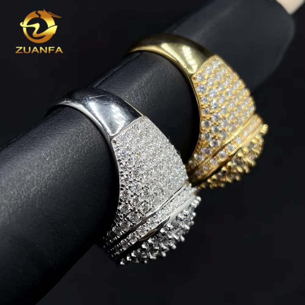 Cheapest Price Pass Diamond Tester Fine Jewelry Iced Out Men Wedding Ring Moissanite 925 Sterling Silver Hip Hop Rings