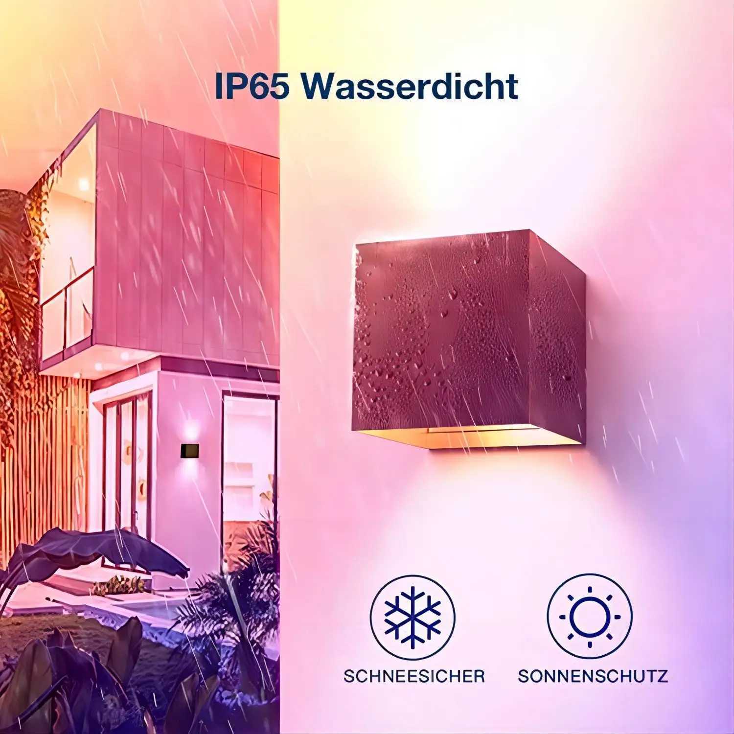 Smart Outdoor Lights Color Changing RGB+ 2700K-6500K Square Aluminum Waterproof Rustproof App Control Up and Down LightsXJ250624