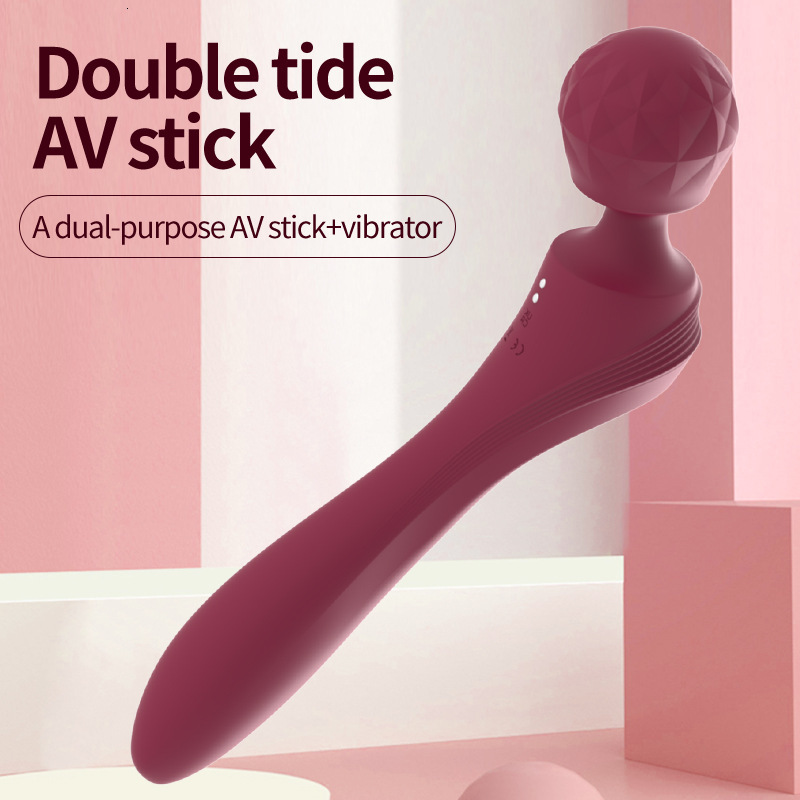New Liquid Silicone Dual-Head Vibrator for Women, Heating AV Massager, Adult Sex Toy