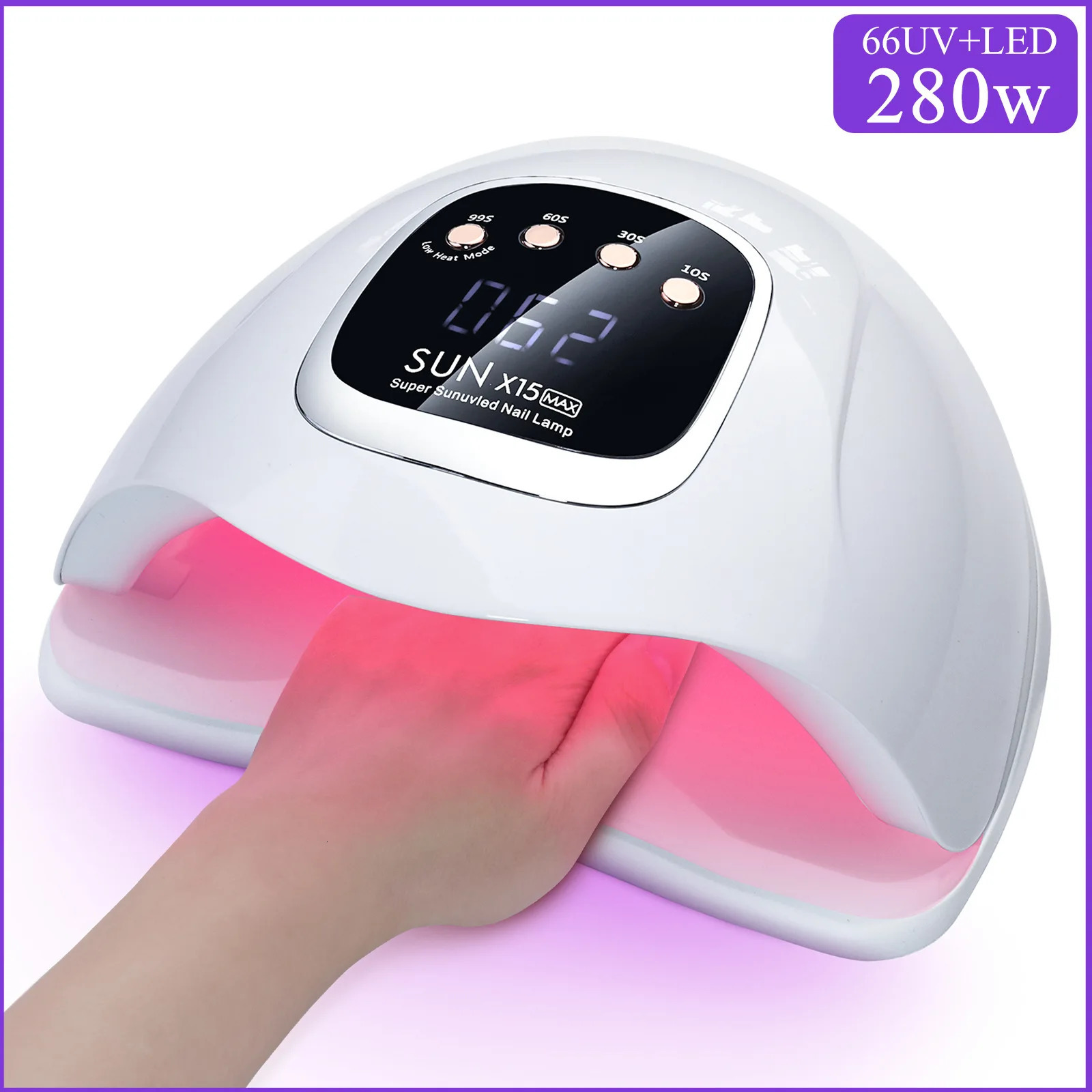 SUN X15 MAX High-Power Nail Drying Lamp For Gel Nails 280W 66LEDS Gel Polish Drying Machine With Auto Sensor UV LED Nail Lamp 250625