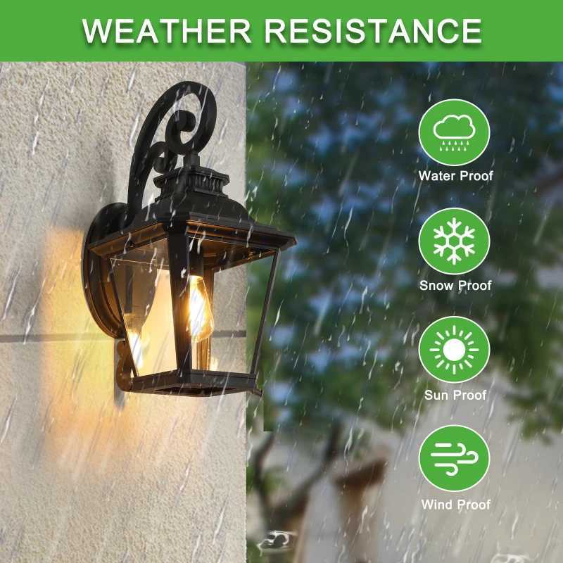 21(H) 1-pack Outdoor Wall Lantern Vintage Metal Clear Glass Sconce Scroll Design Porch Garden Lighting (bulb Not Included)XJ250624