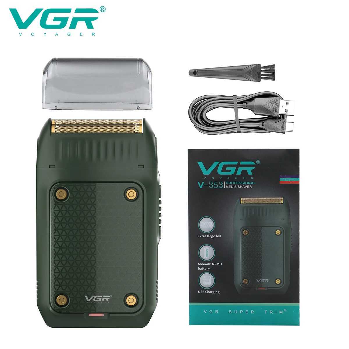 VGR Mens Beard Shaver Professional Hair Trimmer Electric Face Shaving Machine USB Charging Mini Safety Face Shaver for Men V-353 W250625