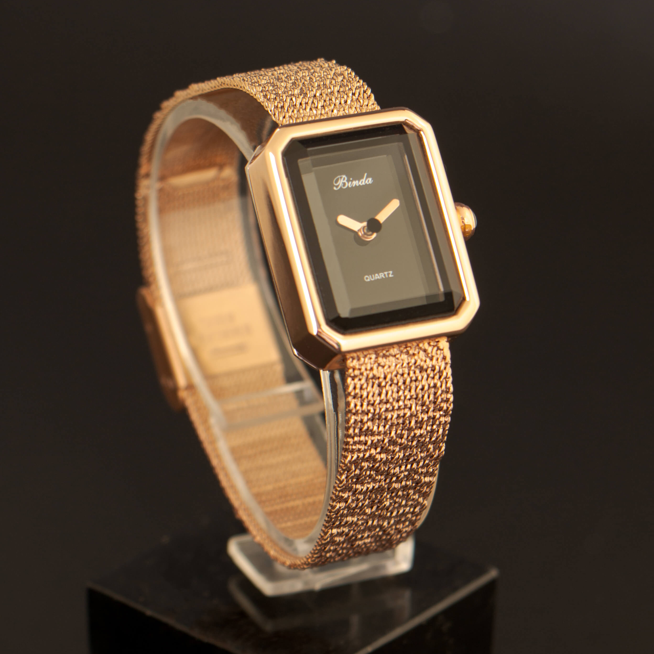 Elegant Quartz Ladies' Watch with Rectangular Face & Stainless Steel Bracelet