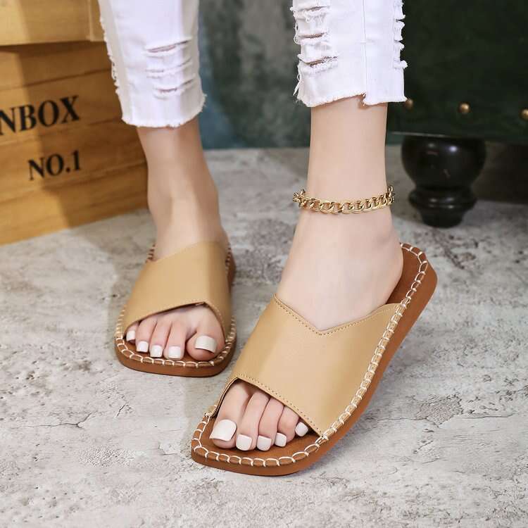 Plus Size Versatile Open-Toe TPR Slippers 2025 Summer New Flat Wedge Women's Sandals