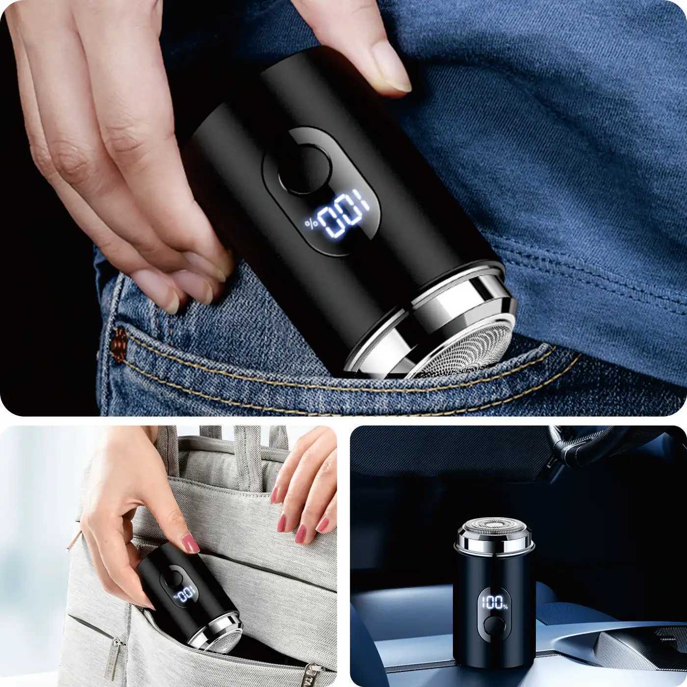 Mini High-Speed Shaver Mens Portable Shaver USB Charging Type-C Fast Charging Intelligent Battery Display Light and Thin Shaver W250625