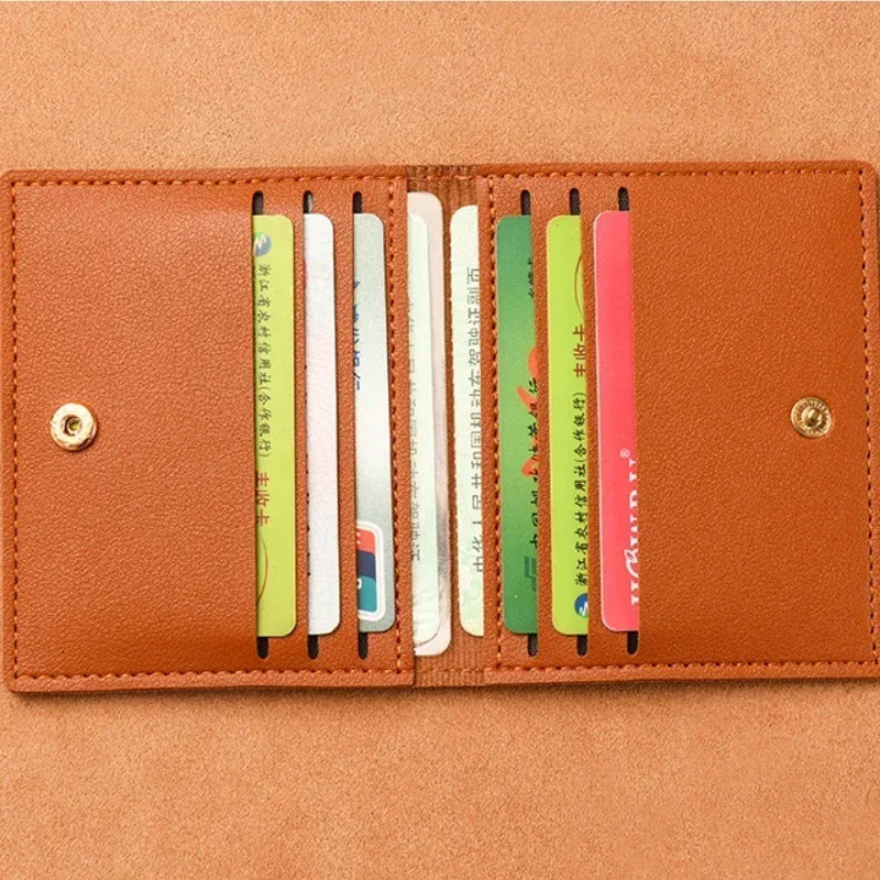 PU Leather Card Holder Business ID Credit Card Bags Wallet for Women Short Solid Purse with Buttons Ultra Thin Credit Card Bags 250624