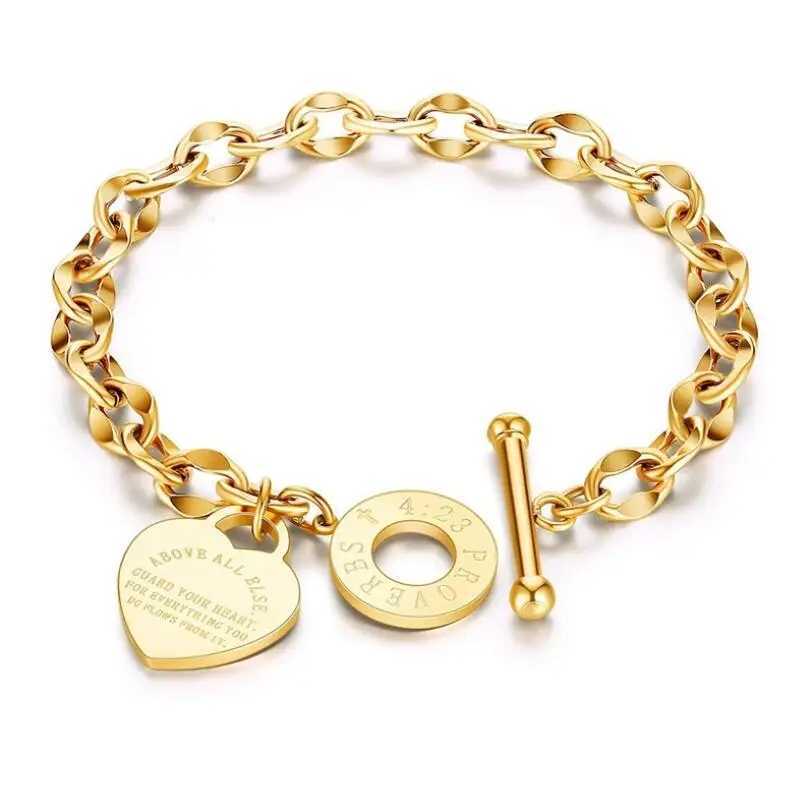 316L Stainless Steel Letter Pendant Round OT Buckle Bracelets For Women Fashion Trend Fine Exquisite Jewelry Gift SAB584 X250625