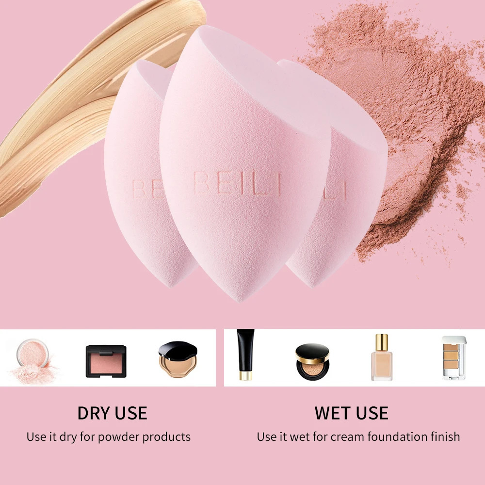 BEILI Pure Beauty Makeup Sponge Powder Puff For Lquid Cream Foundation Concealer with Box Women Soft Facial Cosmetics Tool 250625