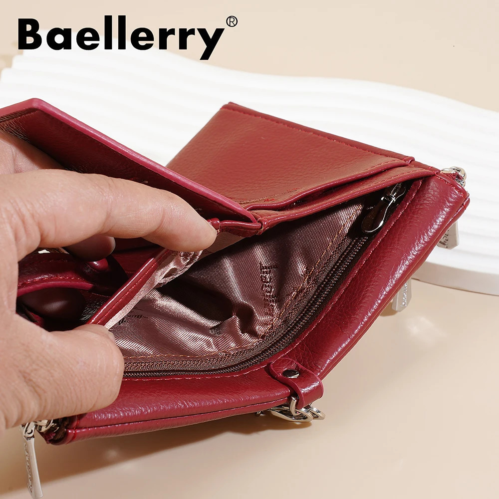 High Quality Women Short Wallet Double Zipper Coin Pocket Female Purses Credit Card Holder Womens Wallet With Chain 250623