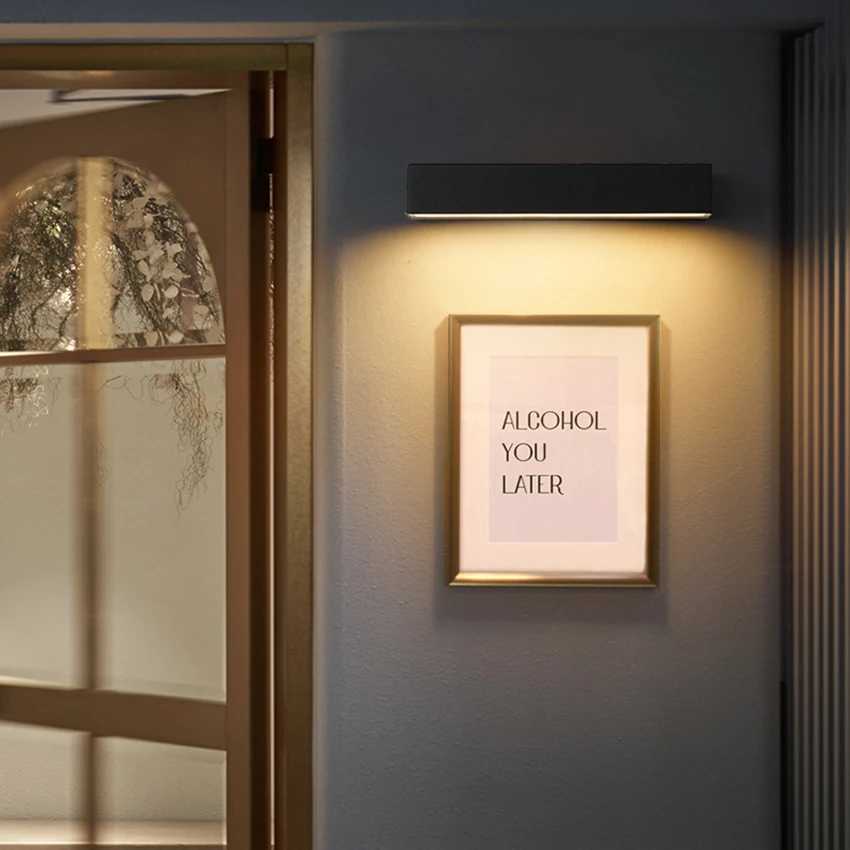 12W 18W 30W LED Wall Lamp Outdoor Waterproof Strip Wall Lights Porch Sign Lighting Courtyard Garden Decor Light Fixture Aluminum XJ250624