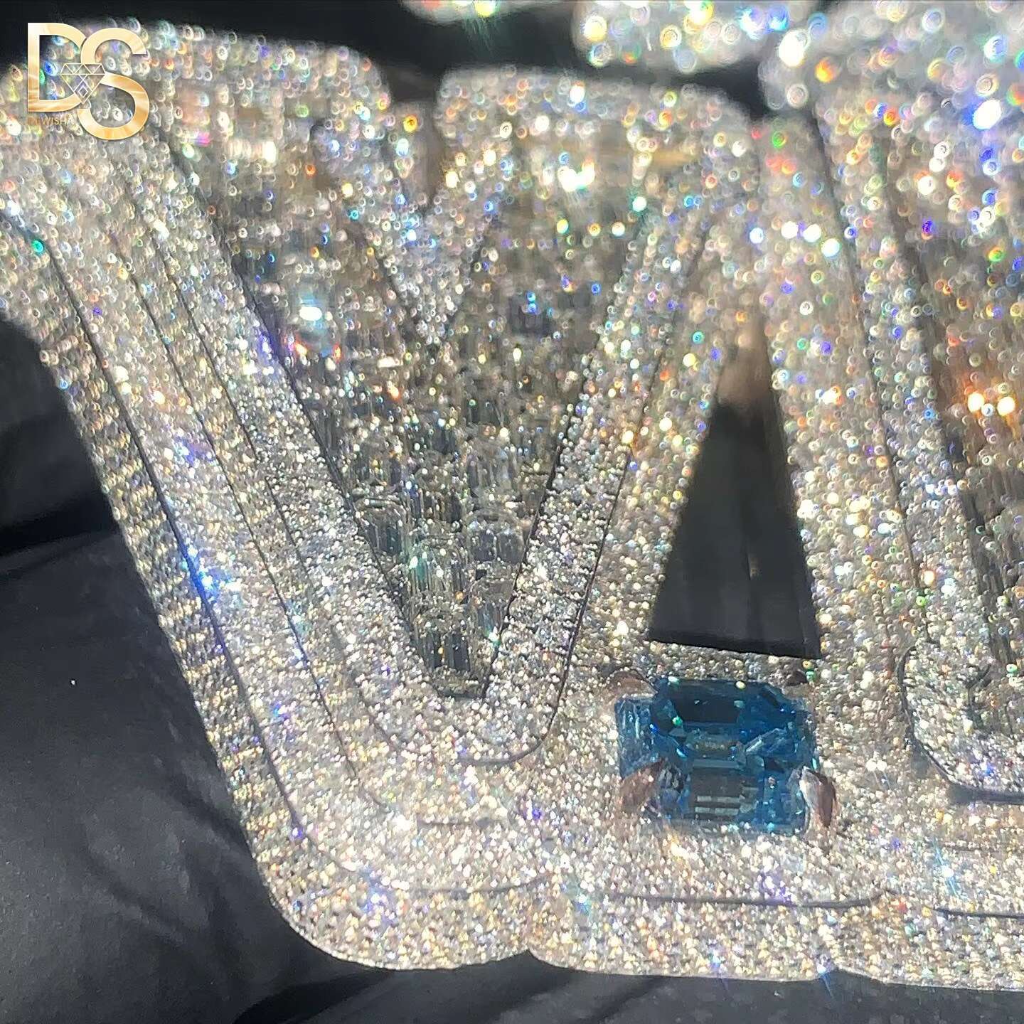 Baguette Moissanite Custom Letter Pendant 925 Sterling Silver Bling Iced Out Name Charm Chain Necklace