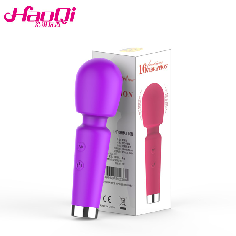 Haoqi Fun Adult Products Mini Compact AV Stick Rechargeable 16-Speed Vibration Female Massager