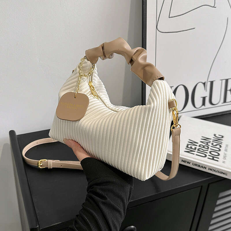 Ins Popular Crossbody Dumpling Ladies Bags 2025 Summer Handheld Pleated High-end Elegant Small Bag