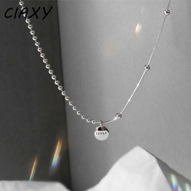 CIAXY Silver Color Lucky Beanie Letter Necklace for Women Ins Asymmetry Short Clavicle Chain Choker Temperament Jewelry Gift V250625