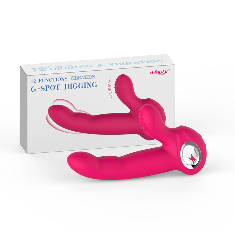 Haoqi Fun 12-Speed Rechargeable Thrusting Wand Female Finger Vibrator Massager Adult Product