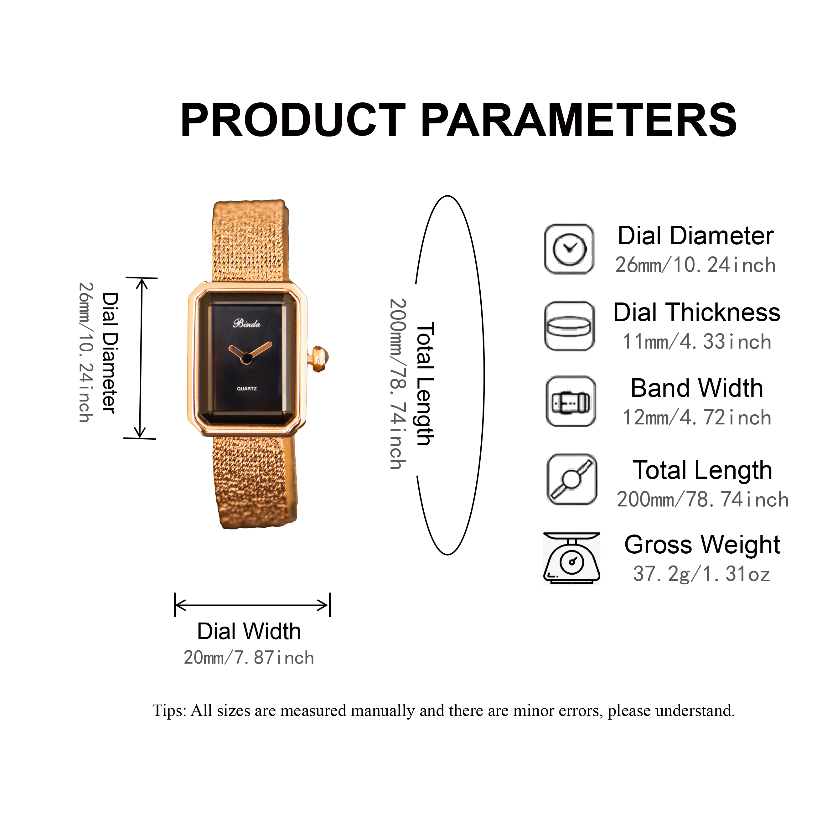 Elegant Quartz Ladies' Watch with Rectangular Face & Stainless Steel Bracelet