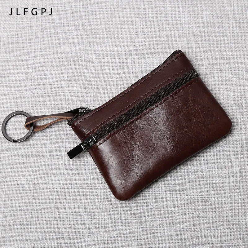 Leather Mini Coin Purse Unisex Simple Portable First Layer Cowhide Retro Handmade Zipper Small Wallet Key Case 250624