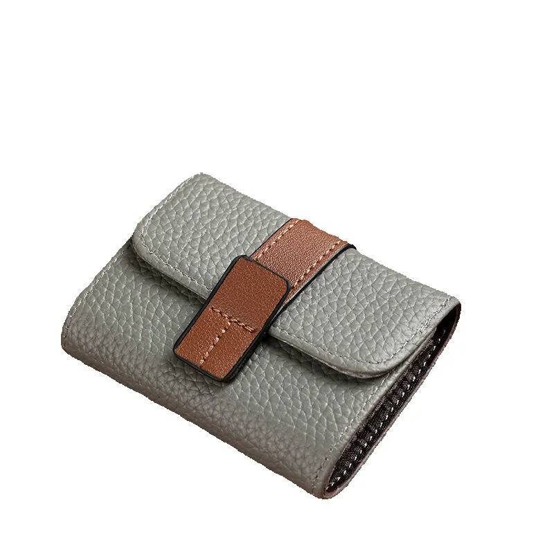 Free Shipping 2025 New Designer Bag Card Holder For Women Vintage Color-block Simple Buckle New Accordion Multi-card Slot Bank Card Holder Coin Purse 