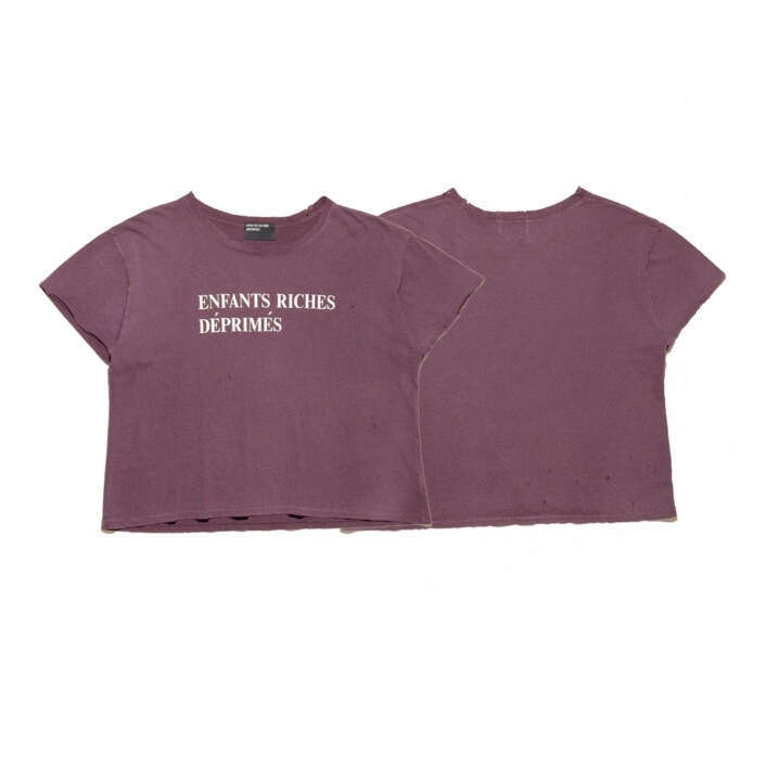 New Style Melancholic Rich Second Generation Washed Vintage Distressed Slogan Print High Street Loose Short Sleeve Unisex T-Shirt