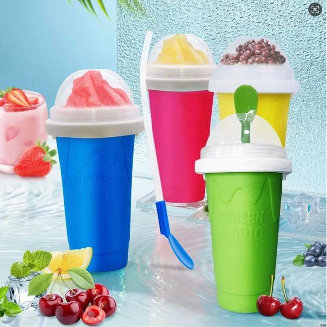 Summer Slushy Cup Summer Squeeze Homemade Juice Water Bottle Quick-Frozen Smoothie Sand Cup Pinch Fast Cooling Magic Ice Cream Mugs FY4310