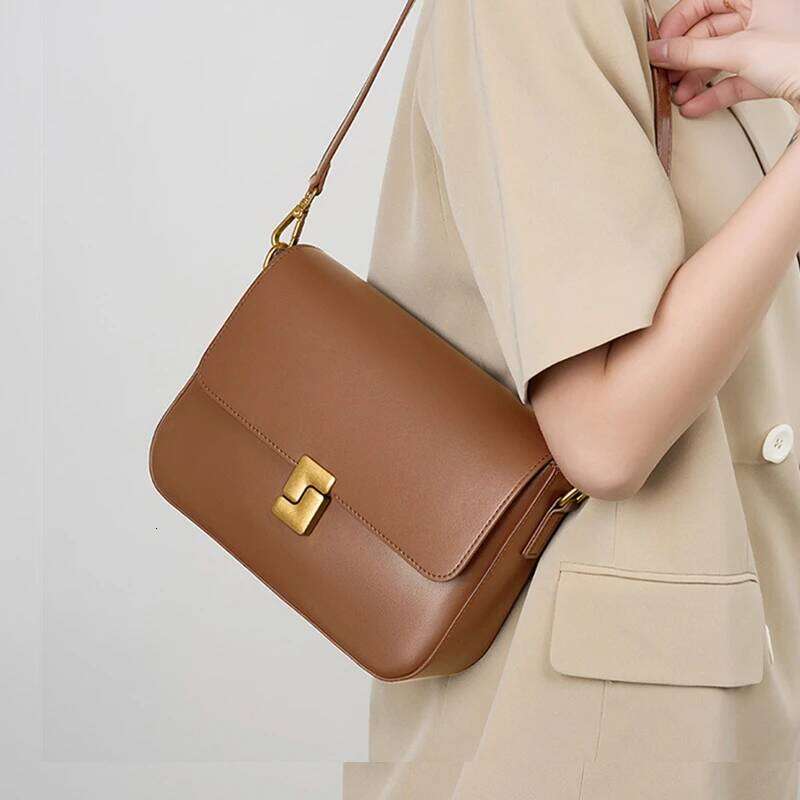 Toptrends Cowhide Genuine Leather Small Crossbody Bags For Women 2025 Designer Tofu Shoulder Purse Square Ladies Handbags