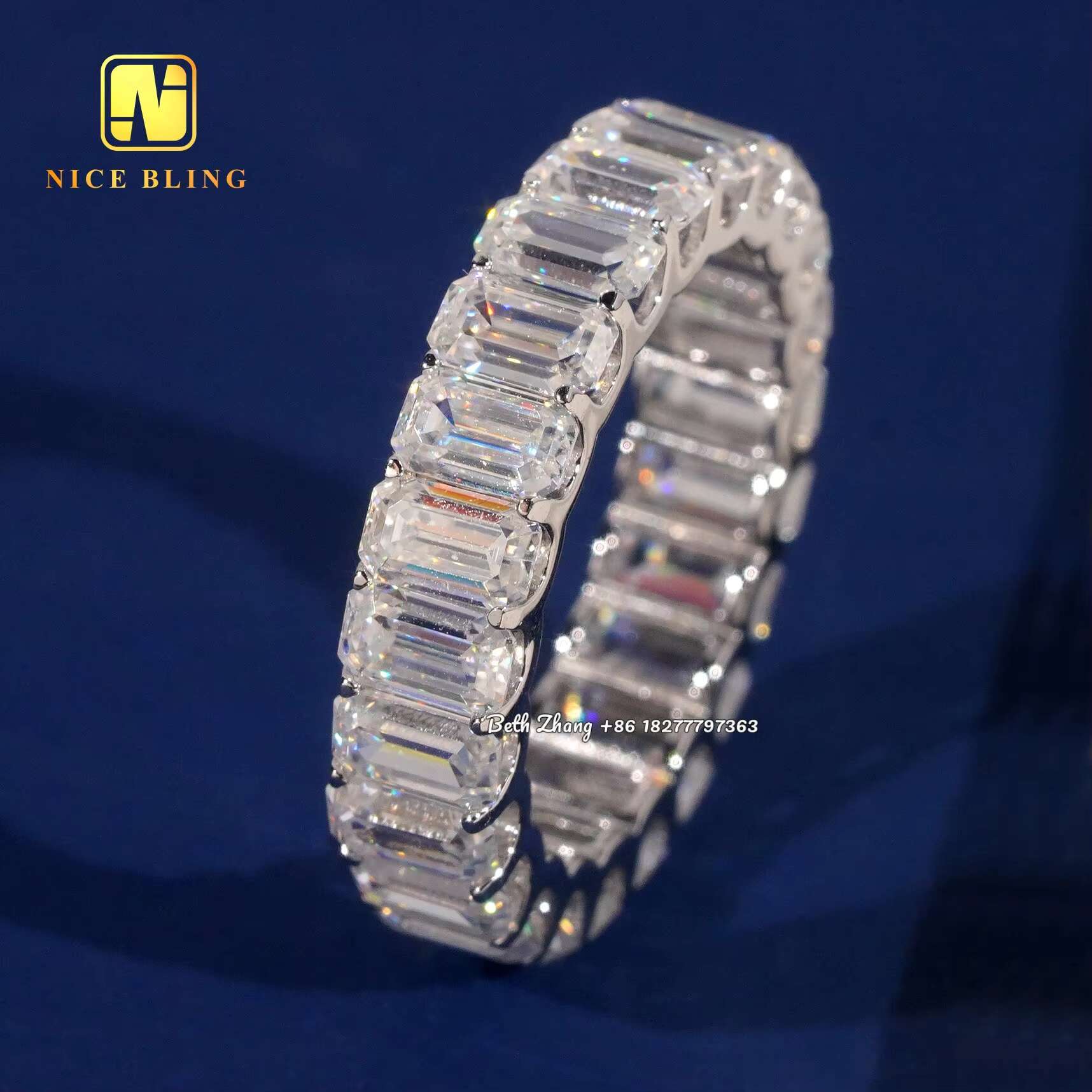 Luxury Emerald Moissanite Diamond Rings 925 Sterling Silver Engagement Ring Fashion Men Women Tennis Ring Wedding Bands