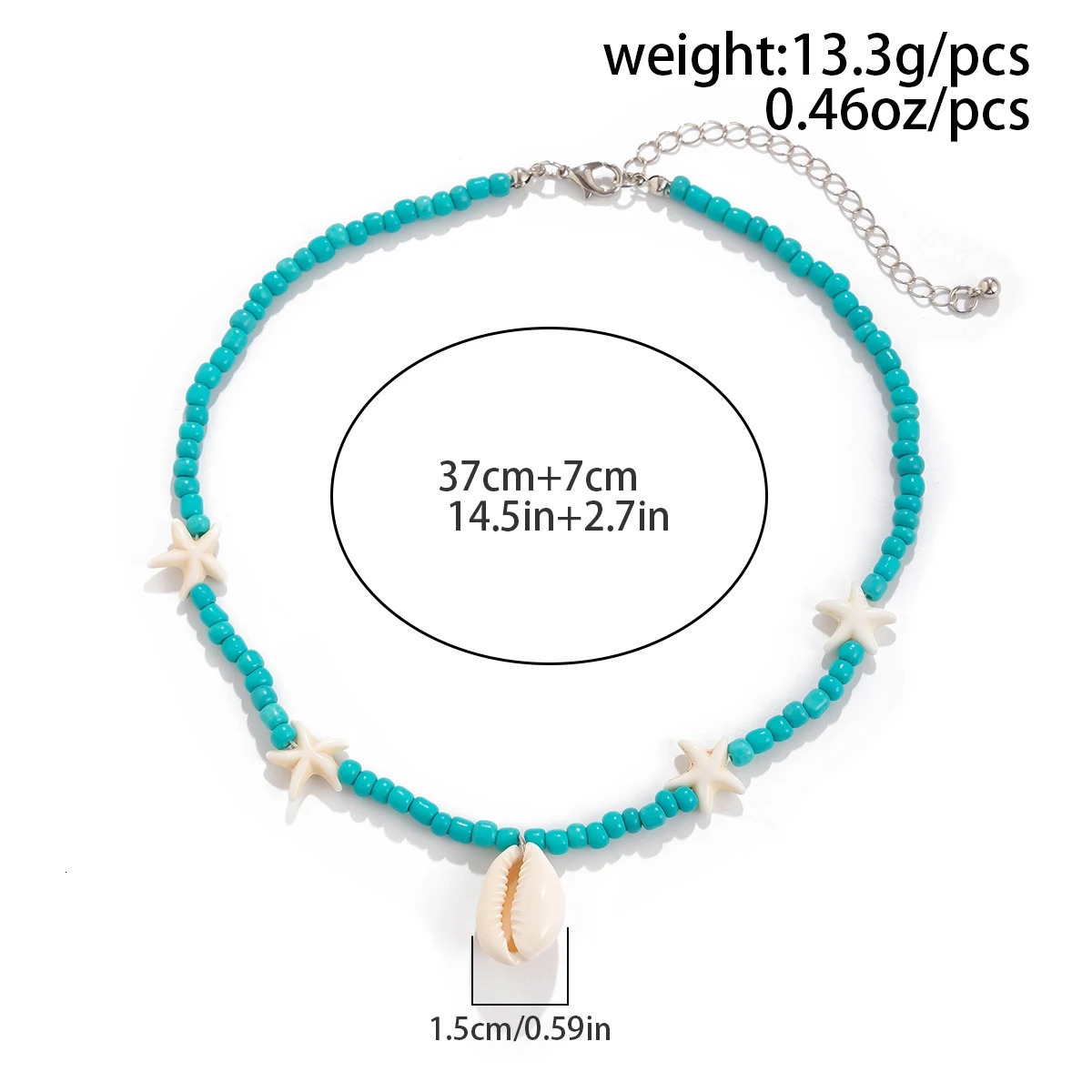 Ingemark Boho Summer Beach Colorful Seed Bead Chain Necklace for Women Kpop Starfish Conch Pendant Choker Y2K Holiday Jewelry 250625