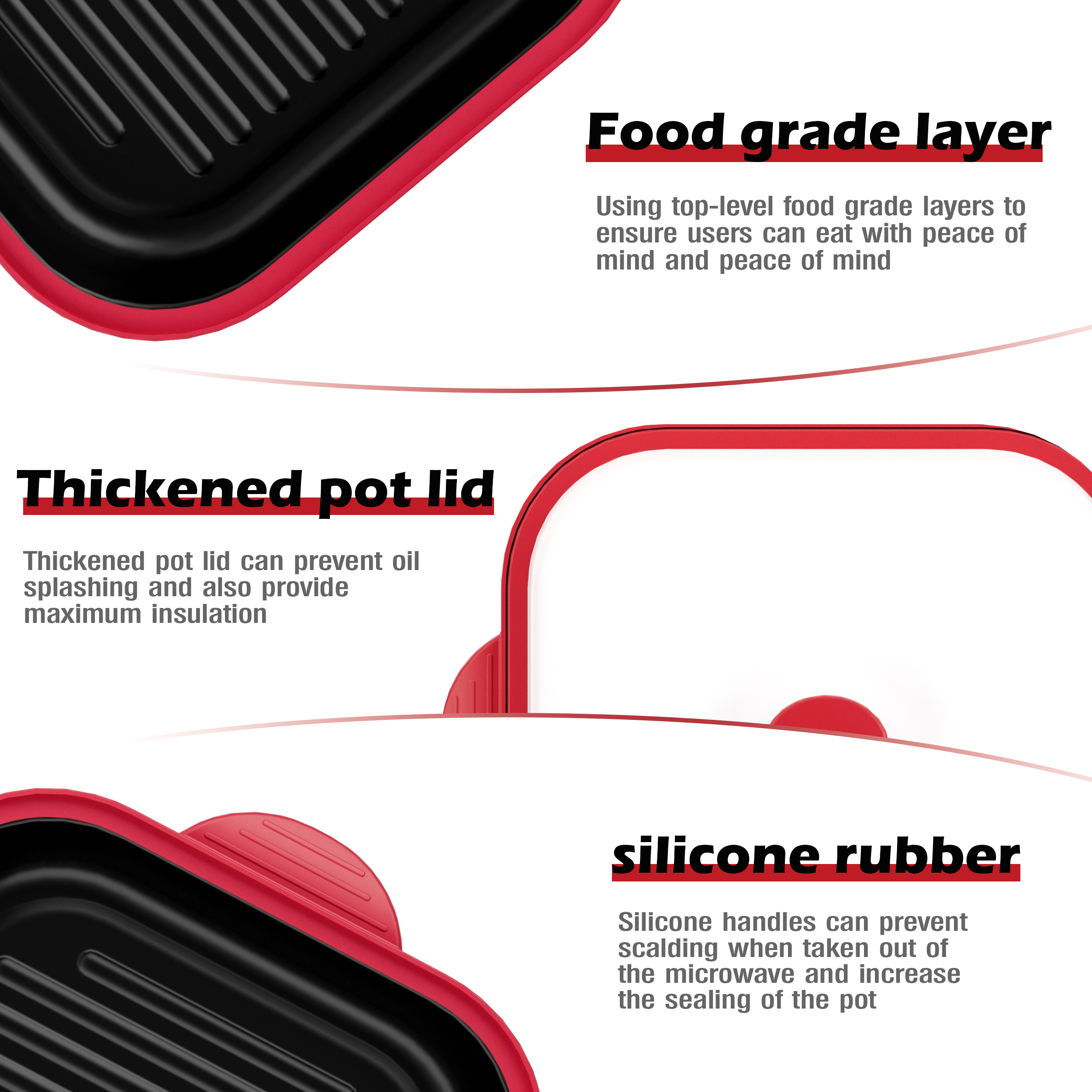 Microwave Grill Pan with Lid Microwave Burner and Crisper Multi-Purpose Microwave Cookware Square Pots for Grilling, Frying, Browning and Crisping