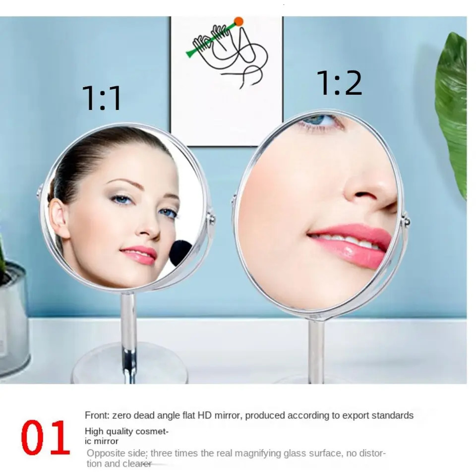 360° Rotatable Stand Makeup Mirror Desktop Double Cosmetic Mirror Oval Nordic Makeup Mirror Portable Small Mirror 250625