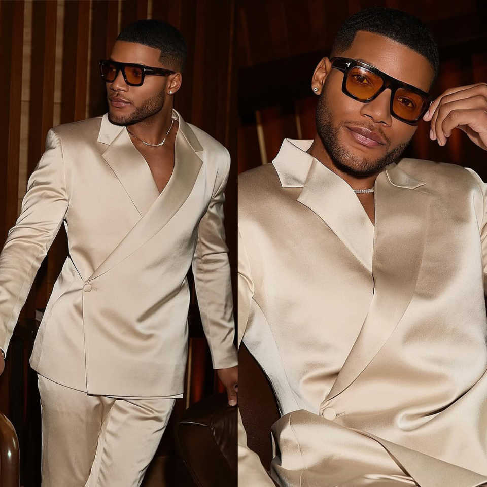 Handsome Wedding Tuxedos 2 Piece Set Jacket Pant Notched Lapel Men Suit One Button Party Show Prom Male Suits Customized