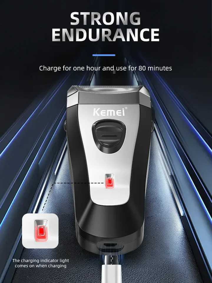 Kemei KM-9038 Waterproof Reciprocating Cordless Razor USB Rechargeable Shaving Machine Barber Trimmer Electric Shaver For Men W250625